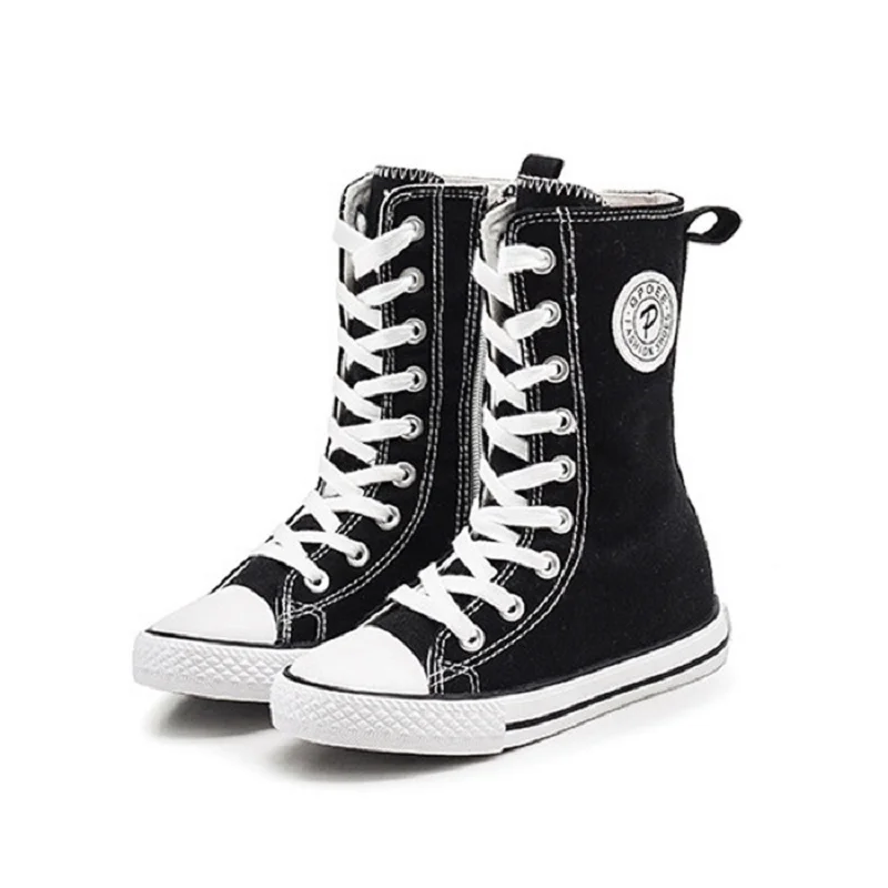 

Kids Shoes High Boots Canvas Shoes for Boys Big Girls Casual Shoes 2017 Soild Color Children Sneakers Rubber Sole Shoes