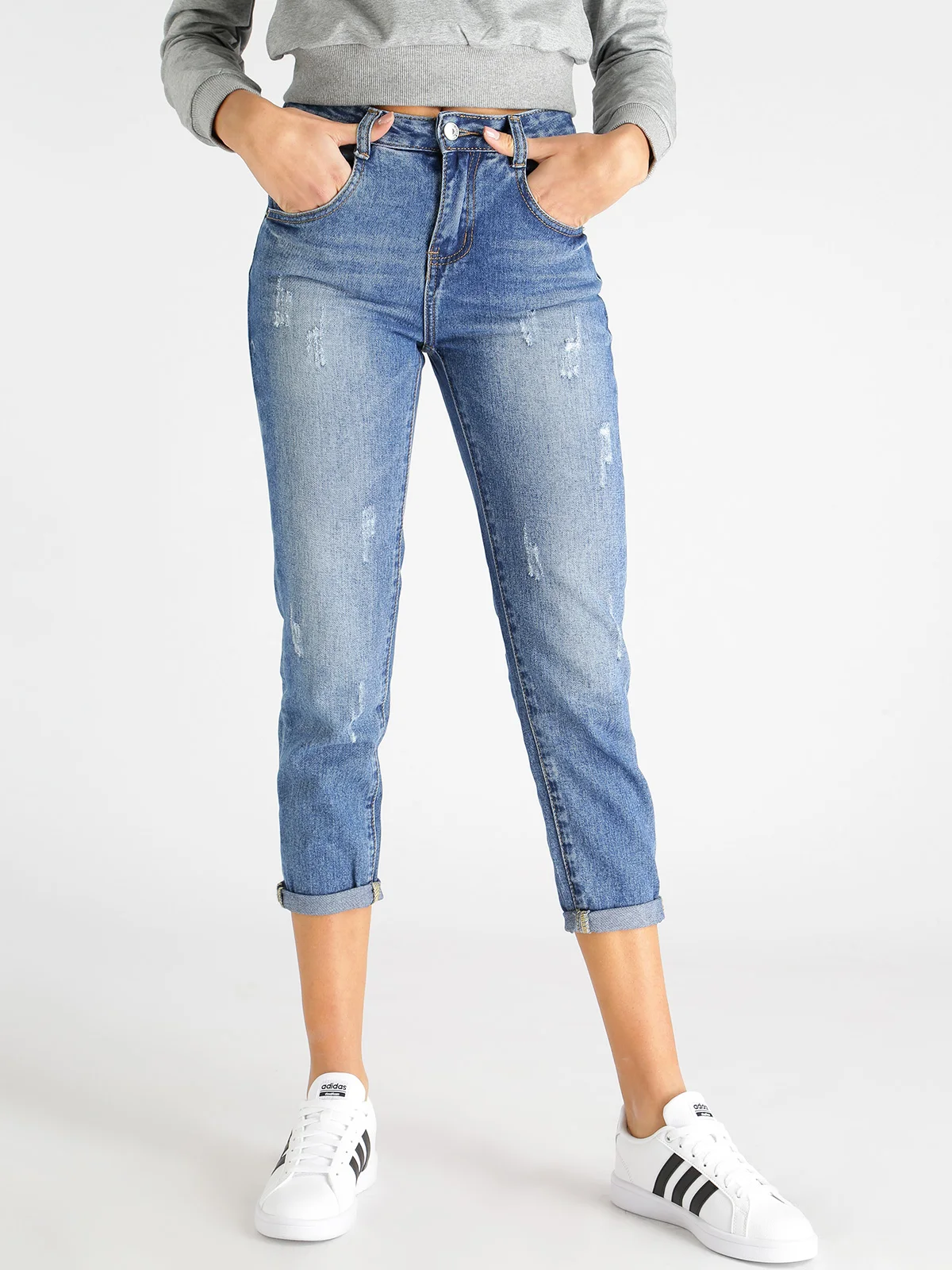 Woman high waist ankle length jeansin Jeans from Women's Clothing on