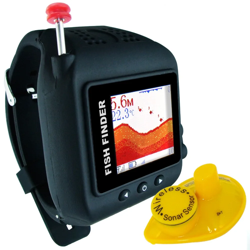 

LUCKY FF-518 Watch Type Wireless Clock Mode Fish Finder Colored Display 197FT (60M) Wireless Detection Russian & English Version