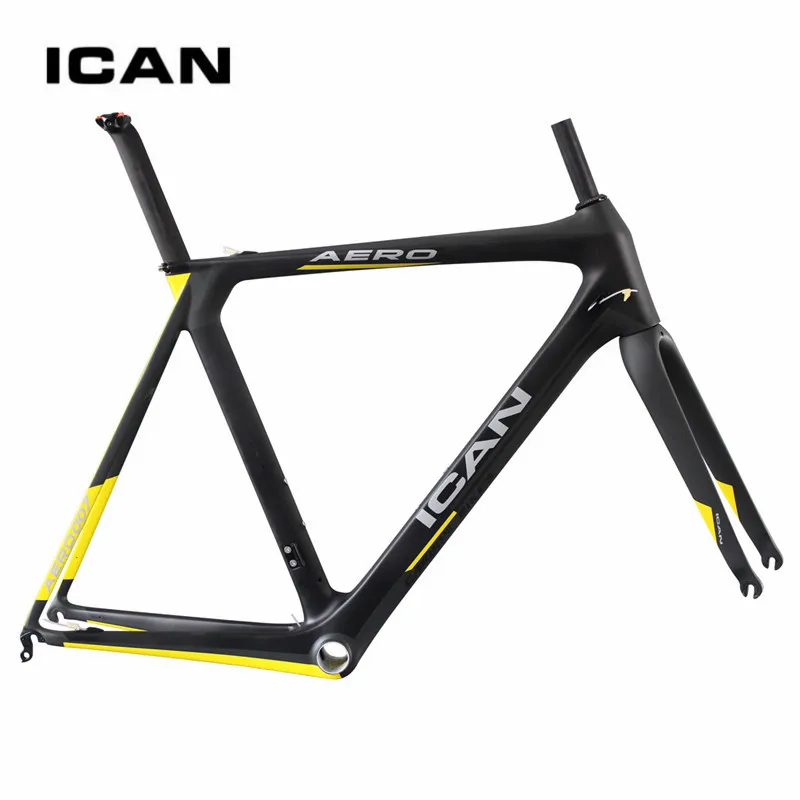 Clearance Ican Full carbon frame bb86&di2 compatiable Carbon bike frame customized painting 1050g road bike frame fork AERO007 20 Clearance Ican Full carbon frame bb86&di2 compatiable Carbon bike frame customized painting 1050g road bike frame fork AERO007 20