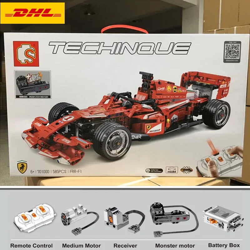 

DHL 701000 585Pcs technic F1 racing car Compatible MOC legoinglys Remote Control RC Electric speed model building blocks toy