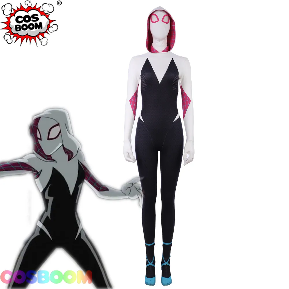 

COSBOOM Spider-Man Into the Spider-Verse Spider-Woman Cosplay Costume Halloween Superhero Spiderwoman Gwen Stacy Cosplay Costume
