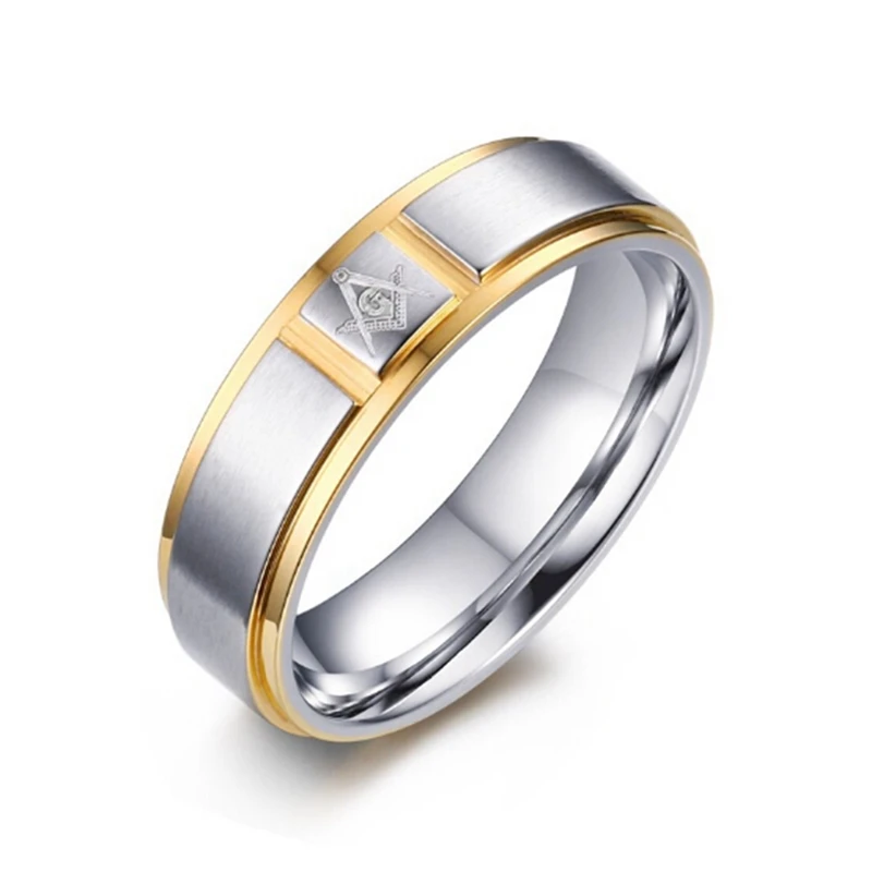 

Masonic Men Ring Stainless Steel & Carbon Fiber Punk Wedding Jewelry