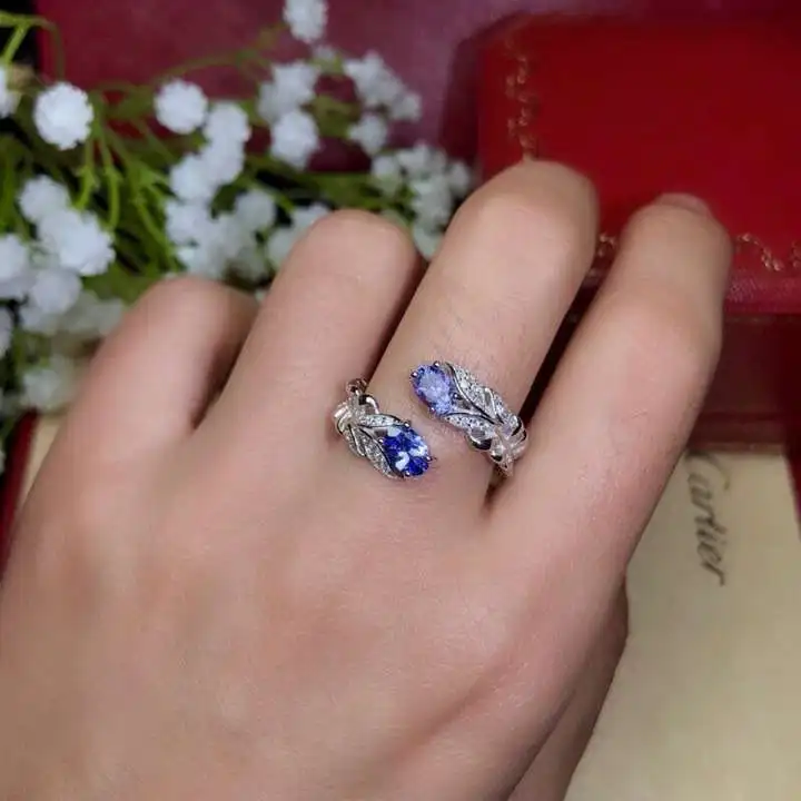 KJJEAXCMY boutique jewelryar 925 Серебряная Инкрустация натуральный танзанит драгоценный камень кольцо Поддержка обнаружения oiqw