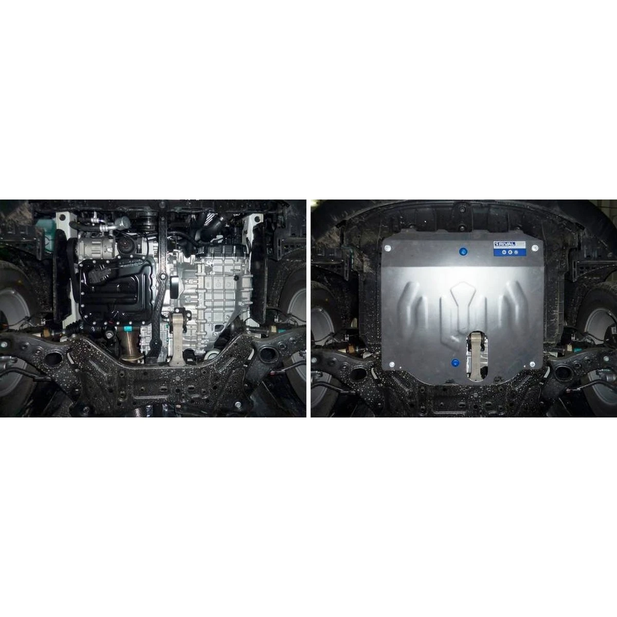 Защита картера и КПП Rival 333.2823.1 (для Kia Sorento V - 2.2d; 2.4 2012-н.в., алюминий 4 мм, защита не поддается коррозии, что гарантирует срок службы более 5 лет, крепеж в комплекте)