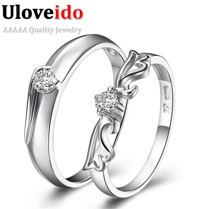 Uloveido подвески 15% пара кольца анель серебряное обручальное кольцо с камнями