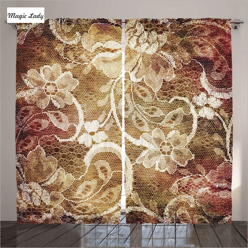 Curtains Living Room Red Living Room Bedroom Floral Print Lace Leaves