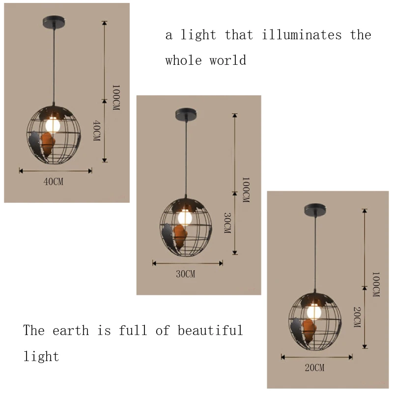 Современный домашний светильник ing Скандинавская Современная с веревкой земляной шар люстра карта мира белый и черный гостиная кафе бар чердак Ретро светильник S