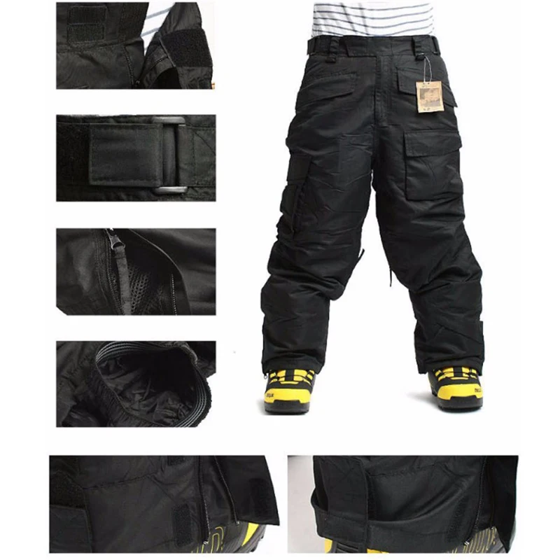 Новая серия "Southplay" Зимний теплый водонепроницаемый лыжный сноуборд(деревянная военная куртка+ черные штаны) комплекты