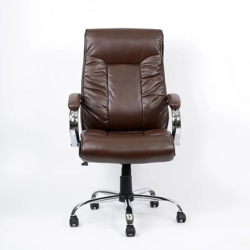 95160 Brown Office Chair Barneo K-85 eco-leather high back chrome armrests with leather straps free shipping in Russia