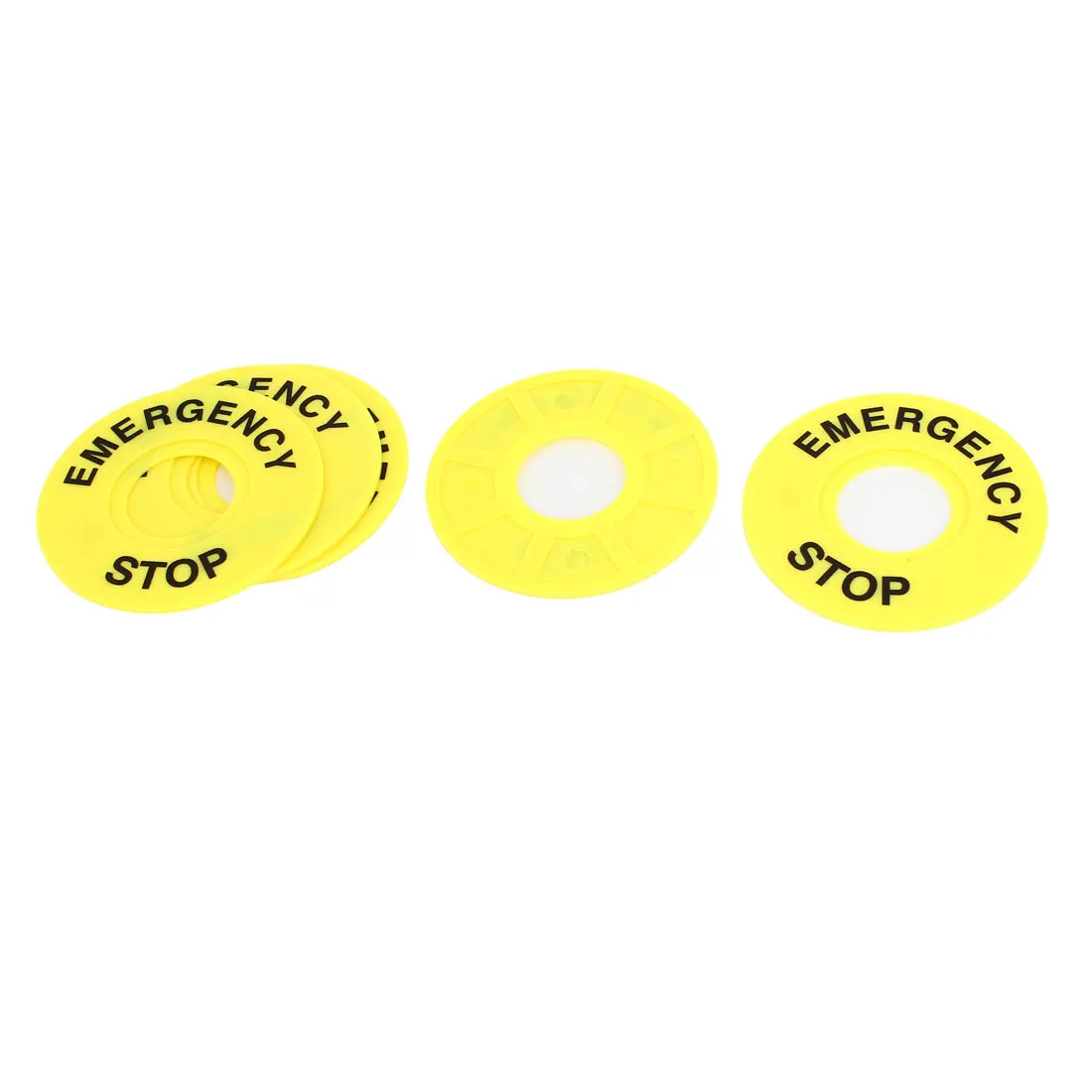 

UXCELL 5 Pcs Emergency Stop Pattern 22mm Cutout Push Button Switch Panel Label Plate 60 x 2mm Yellow