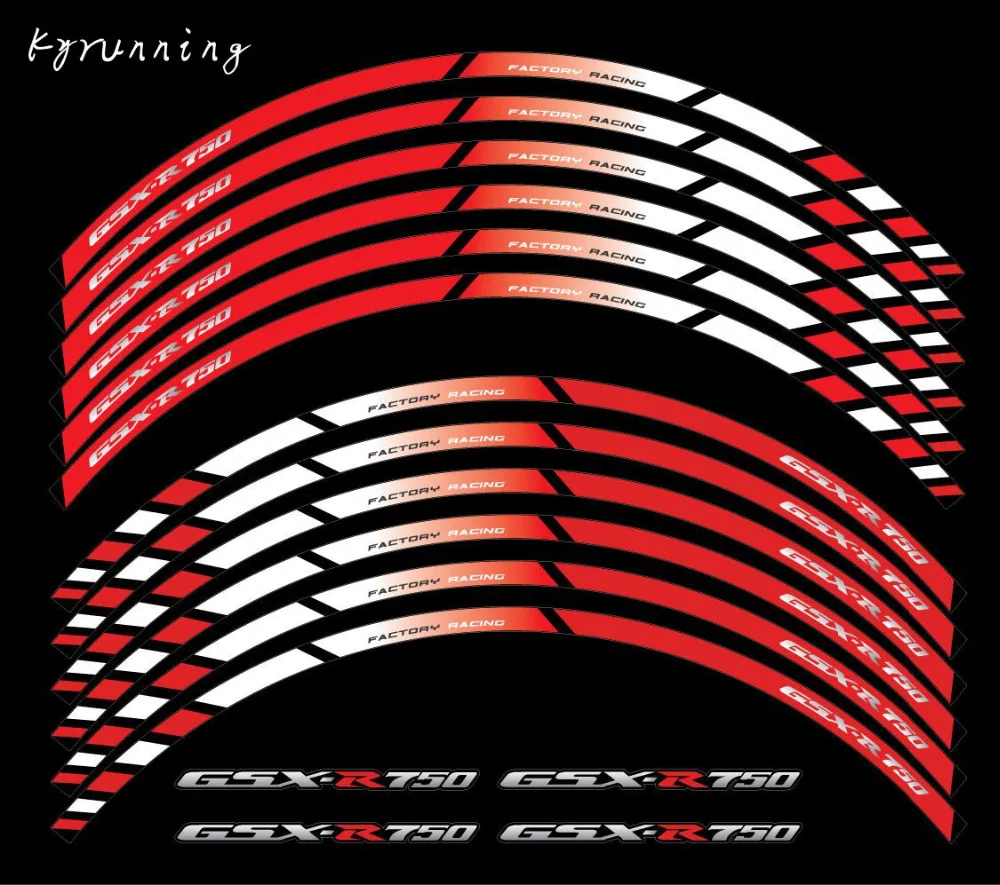 

KYRUNNING 2 color FIT SUZUKI GSX R750 General purpose motorcycle wheel decals Reflective stickers rim stripes GSX motorbike R750