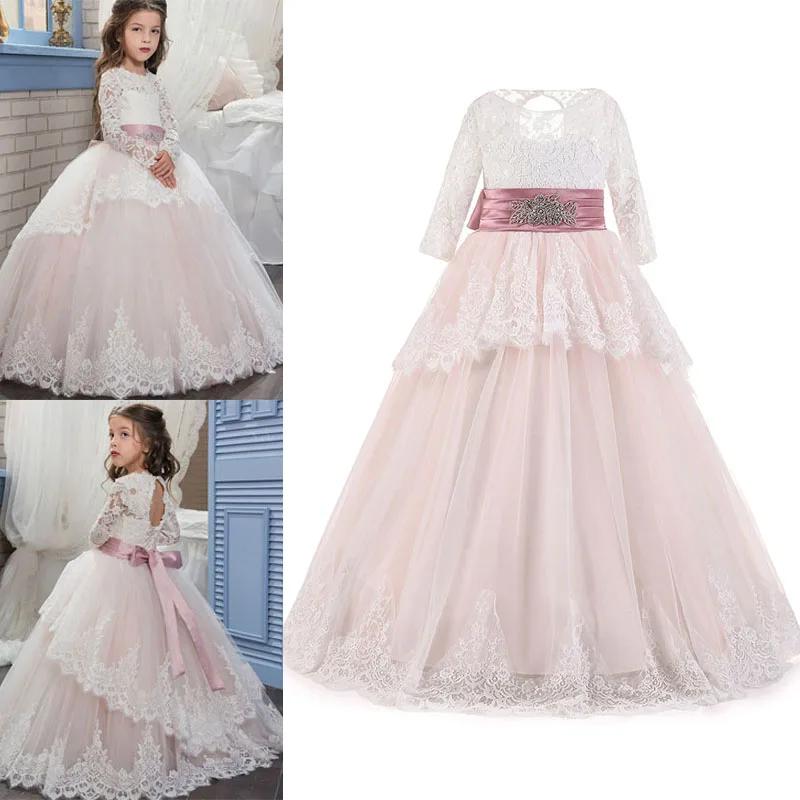 

Pink Flower Girl Formal Princess Dress Kid Baby Party Wedding Pageant Dresses