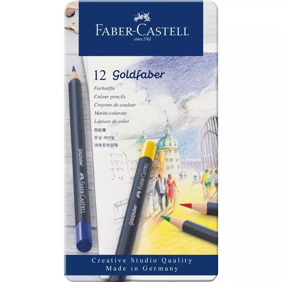 Оригинальный Faber Castell Goldfaber цветные гексагональные карандаши олова 12 Набор