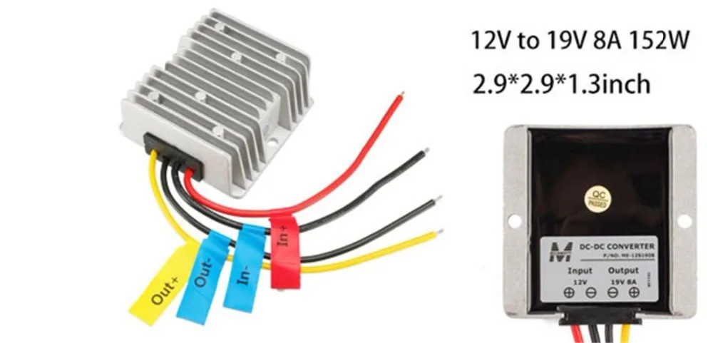 Регулятор преобразователя питания DC12V(10 V~ 16 V) повышающий до DC19V 8A 152 W водонепроницаемый преобразователь напряжения адаптеры питания