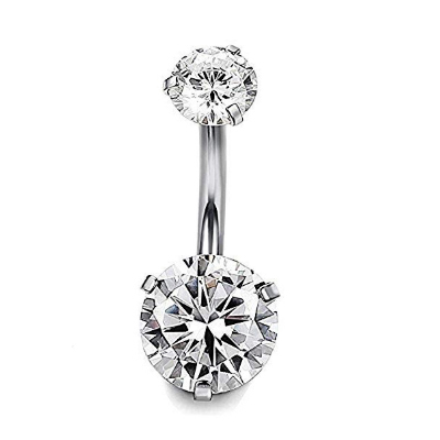 Surgical Steel Double Heart Star Zircon New Navel Belly Button Ring Ear Cartilage Helix Septum Earring Body Piercing Jewelry