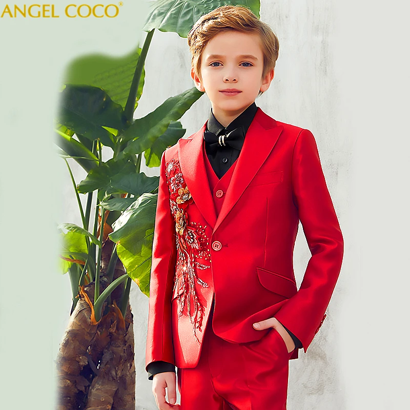 

Boys Suits For Weddings formal Embroidery Children's suit kids boy costume enfant garcon mariage boys wedding suit blazer Menino