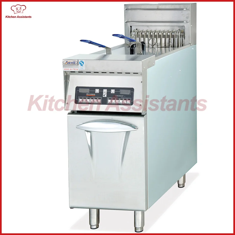 

DF34 2 tank factory made vertical computer deep open fryer with cabinet