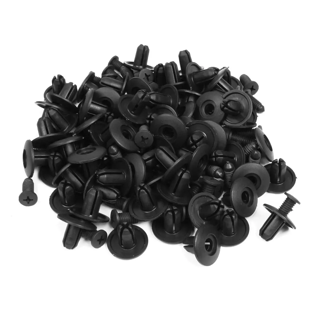 X Autohaux 100 Pcs 8Mm Hole Push Type Black Plastic Expanding Screw Rivets For Autoin Auto