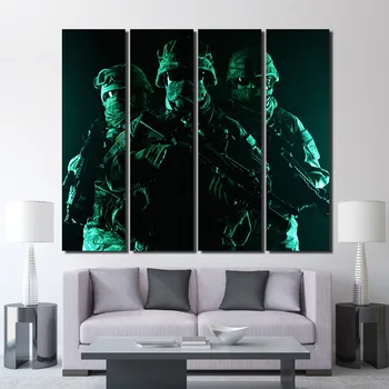

4 Pieces Masked Army Wall Art Canvas Pictures Artwork Modular Poster Framework Living Room Canvas Painting