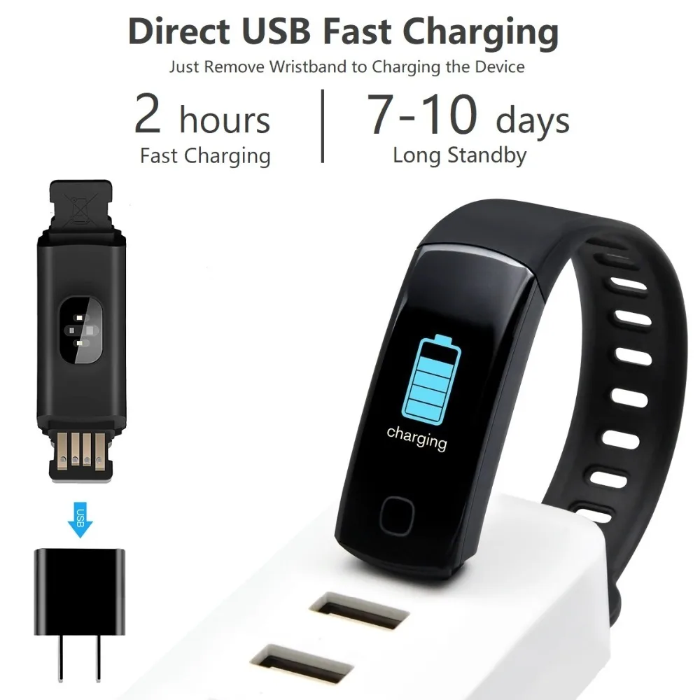 L8STAR R8C Fitness Tracker Smart Wristband Real Time Heart Rate USB Charge IP67 Waterproof Smart Bracelet Blood Pressure band