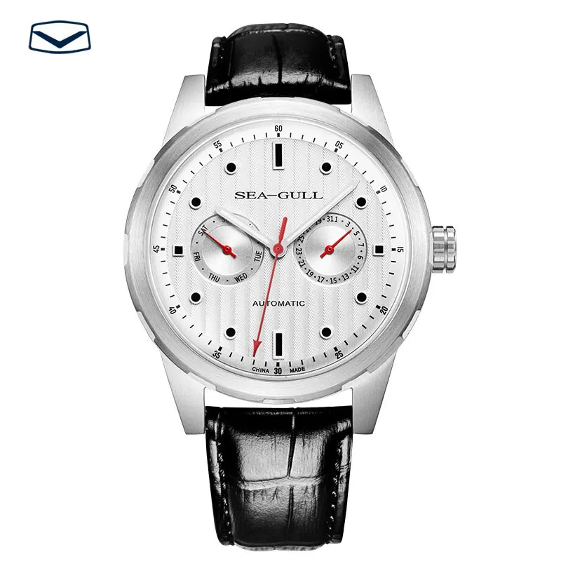 

Seagull automatic wristwatch mechanical day and date display self wind watch men 5122 sapphire crystal waterproof 165 feet