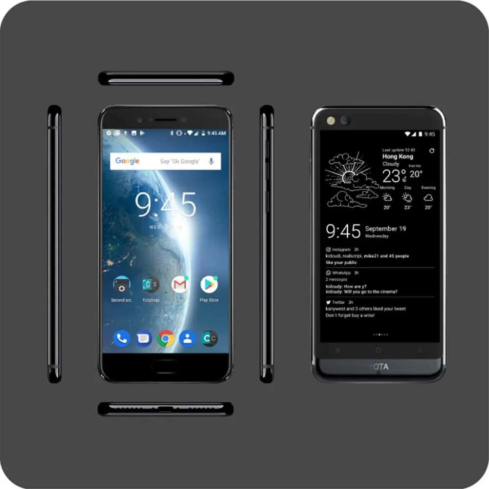 Полом Yota(Йота) 3+ Yotaphone3+ Глобальная версия 64G/128G Android8.1OctaCore двойной Экран 5," FHD Экран 5,2" сенсорный экран E-ink Snapdragon смартфон