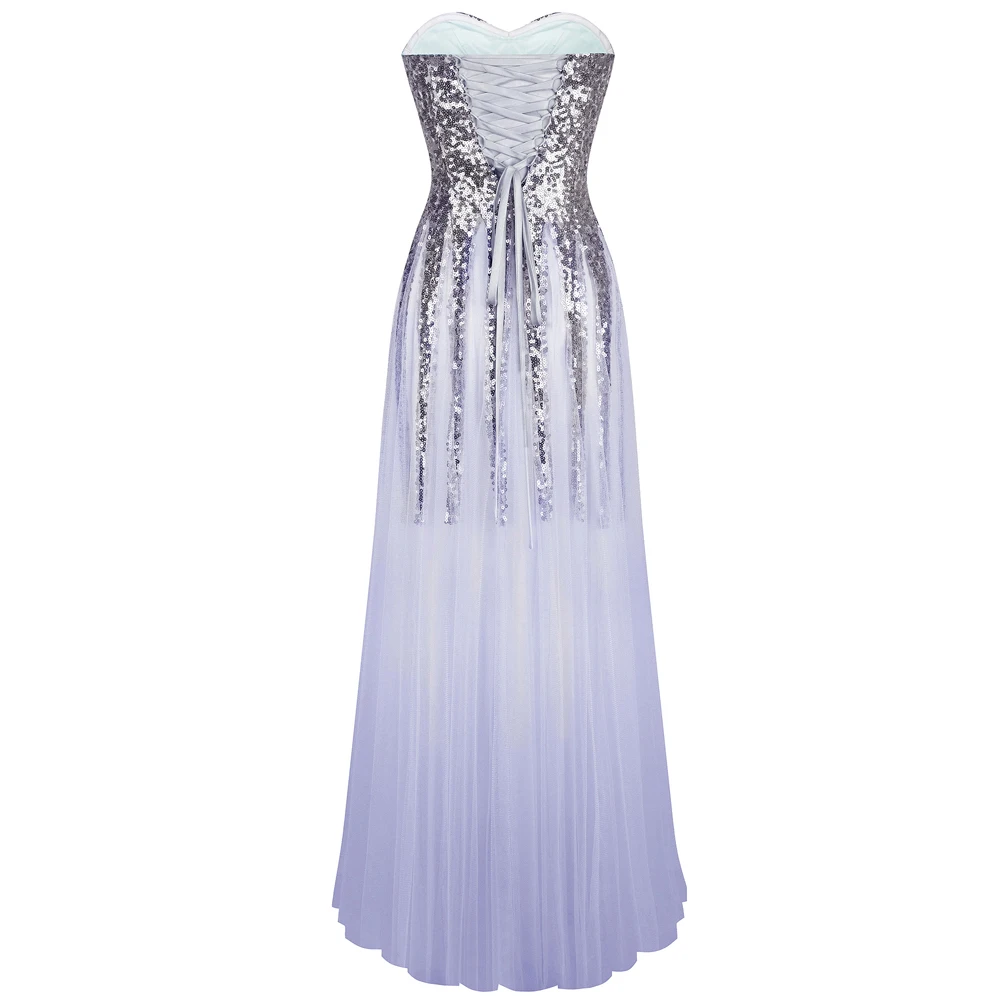 Angel Fashion женское свадебное платье без бретелек с блестками комбинированное