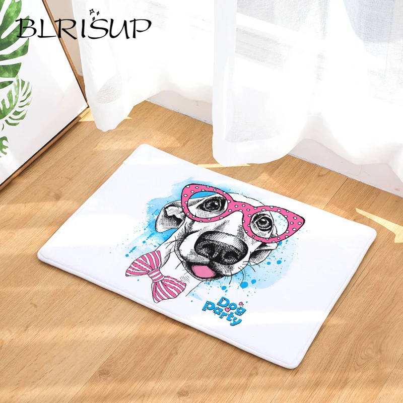 BLRISUP Kawaii Bespectacled собака печатный ножной абсорбирующий слой нескользящий дверной