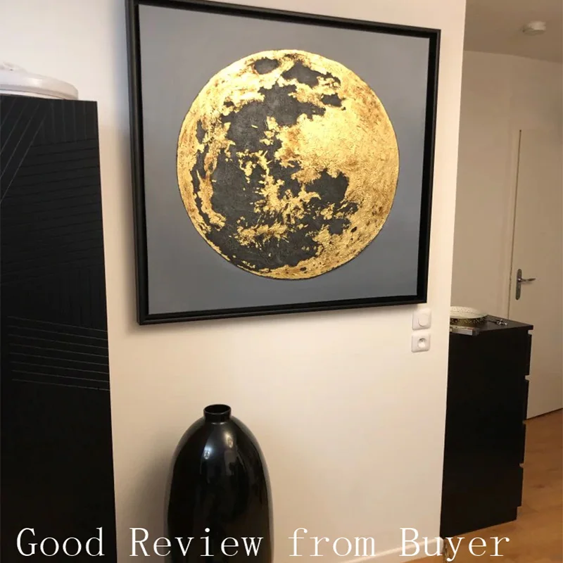 Gold art abstract globe painting on canvas cuadro decoraction thick texture original wall art picture for living room home decor