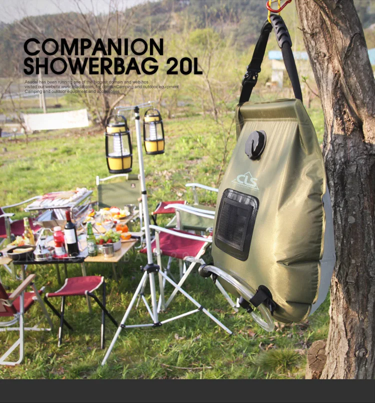 20L Camping Solar Shower Bag Portable Waterproof Dry Bag Outdoor Hiking