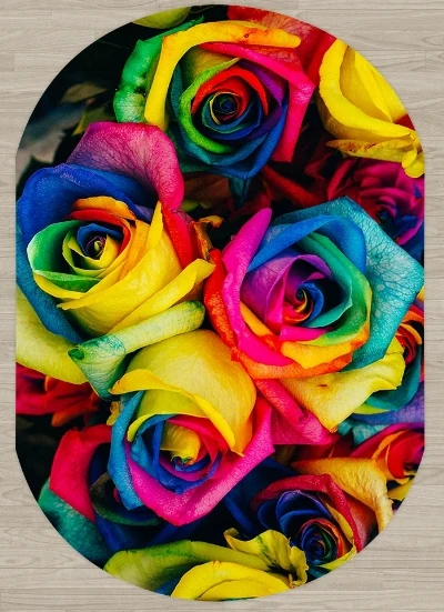 Else Yellow Pink Blue Roses Flowers Floral Nature 3d Print Non Slip Microfiber Living Room Modern Oval Washable Area Rug Carpet | Дом и сад