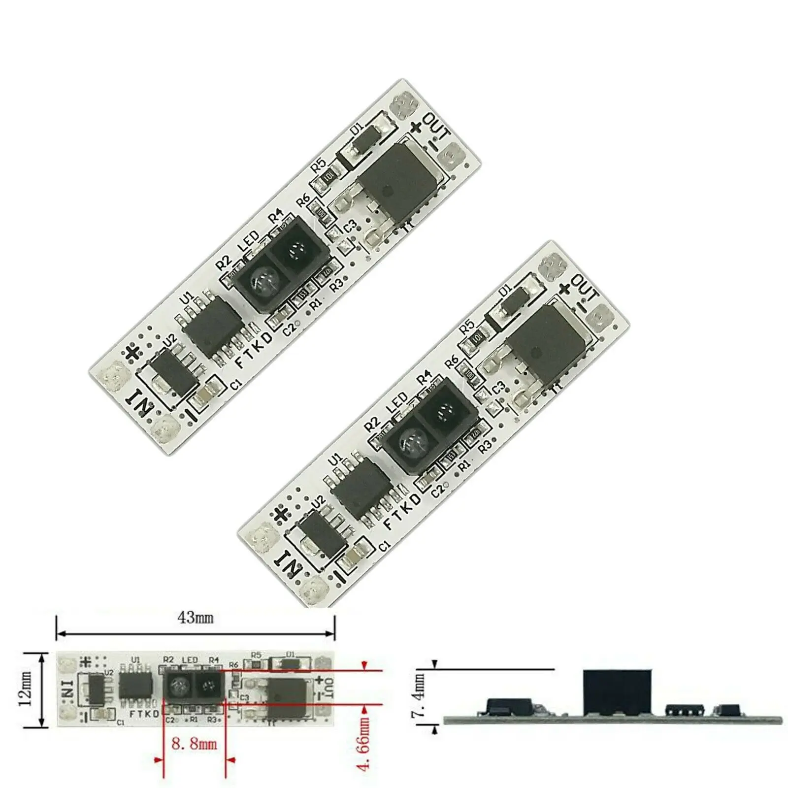 2Pcs Rigid LED Strip Light Non-Touch Hand Scan Switch Wardrobe Short Distance Scan Sensor Sweep for Cabinet Kitchen Mirror osaladi 2pcs refrigerator kitchen led bulbs 3w e14 corn led light bulb replacement warm white fridge bulb