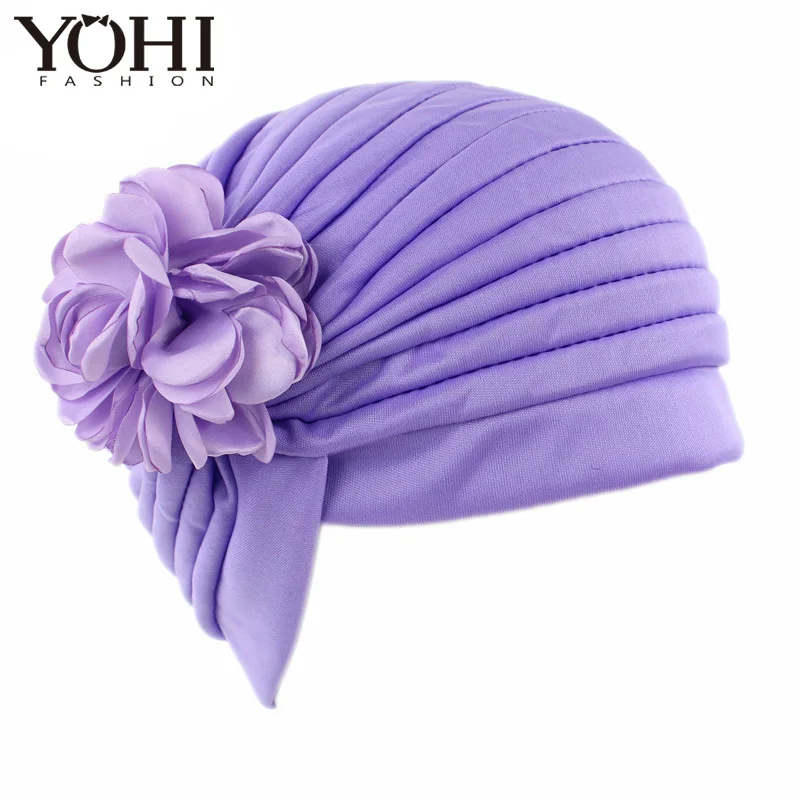 New fashion Luxury Women Pleated Head Wrap Bonnet Turban sleeping Cap With Spring Flower Turban of Ladies