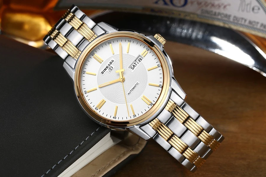 Элитный бренд бизнес часы классические простые BINKADA автоматический календари для Мужчин Скелет деловые часы повседневное для