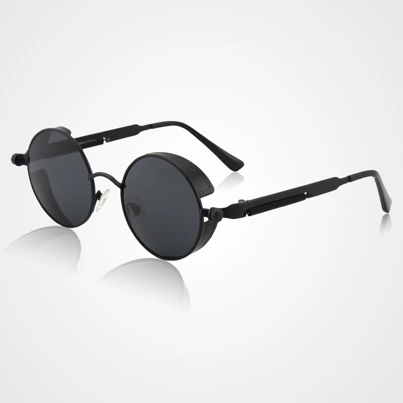 CGID стимпанк стиль круглые металлические солнцезащитные очки с UV400 и поляризованные линзы для мужчин и женщин E72 - Цвет линз: C01 Black Gray