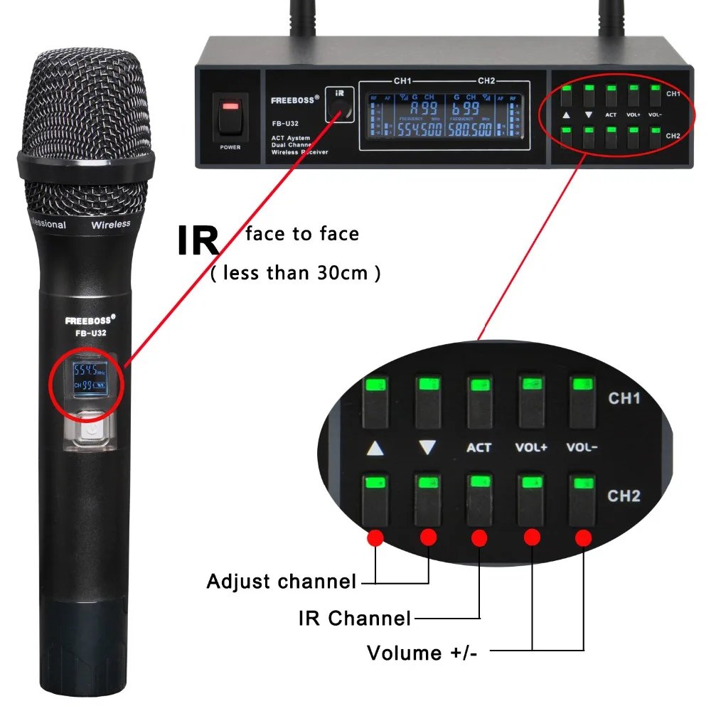 FREEBOSS FB-U32 2 Way  Microphone System 2x99 