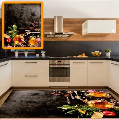 Черный пол для завтрака медовый красный помидор чай Cuo 3d принт Нескользящая микрофибра кухня современный декоративный моющийся коврик