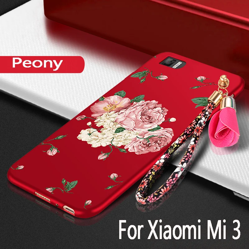 

For Xiaomi Mi 3 Case silicon luxury funda protection mobile phone bag For Xiaomi m3 case for xiaomi mi3 Cover TPU Soft 3D Flower