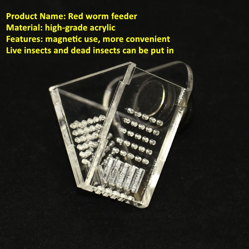 Aquarium Red Cone Worm Feeder Fish Tank Live Frozen Shrimp V Shape Acrylic - Magnetic (3)