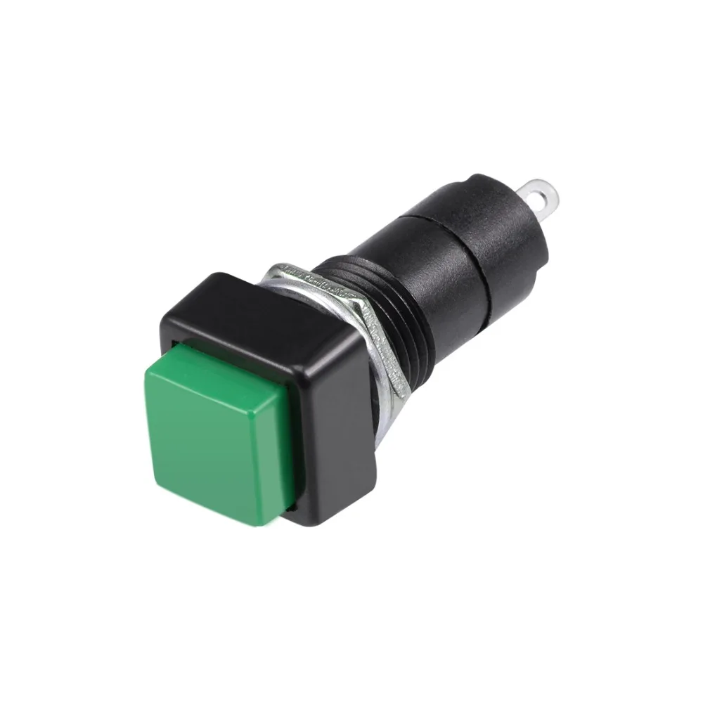 

UXCELL 10Pcs 12mm Latching Push Button Switches Green Self-Locking Square Button SPST NO For Electrified Railway Protection