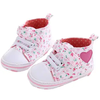 

Fashion Kids Sneakers Baby Shoes Lace up Soft Rubber Sole Classic Flower Boots high quality Kids Cloth Crib shoes #NEW