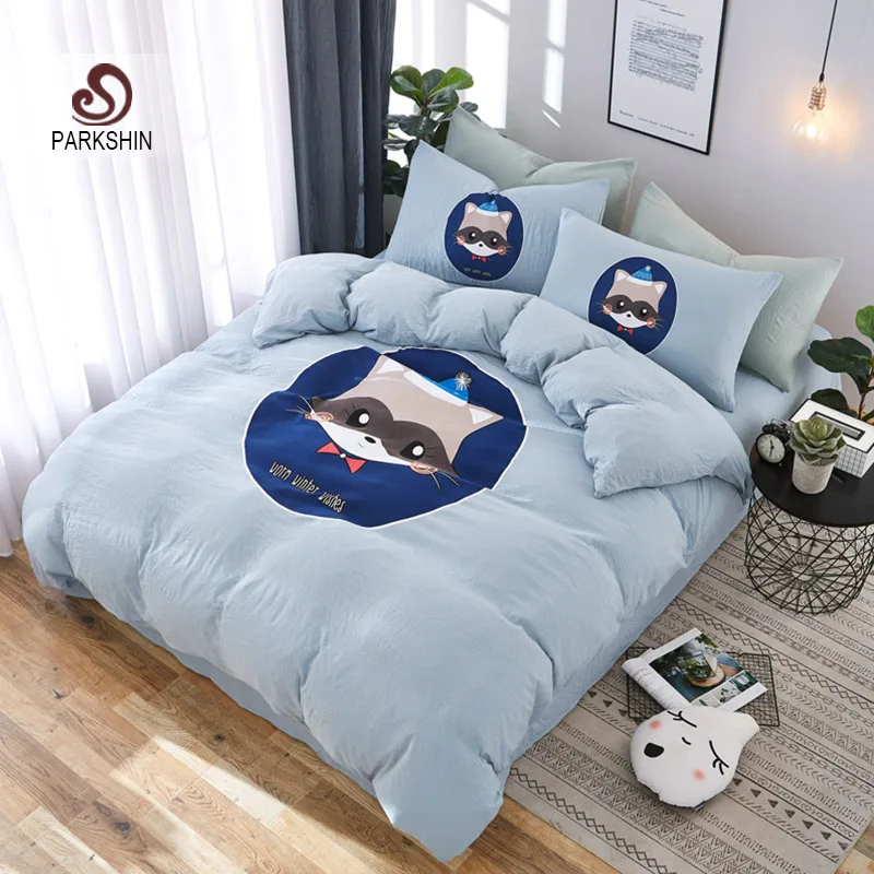 

ParkShin Cartoon Bedding Set Bedclothes Decor Home Textiles Bed Flat Sheet Duvet Coevr Pillowcase Bed Linens Double Queen Set