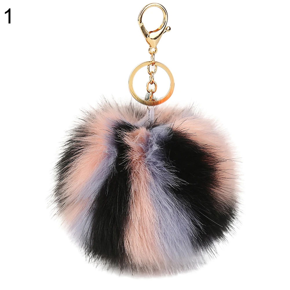 Multi Color Faux Fur Fluffy Ball Key Chain Car Keyring Bag Hanging Pendant Gift in Key Chains