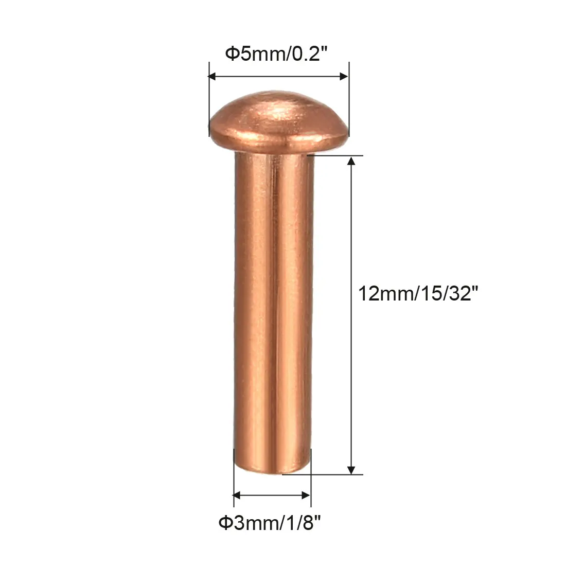 uxcell 20 Pcs 5//16 x 5//8 Round Head Copper Solid Rivets Fasteners