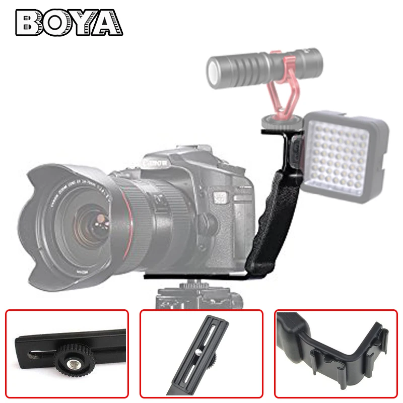 L Shape 2 Hot Shoe Mic Bracket Stand for BY-MM1 BY-WM4Microphone LED Video Light Monitor Zhiyun Smooth Q Stabilizer Feiyu Gimbal |