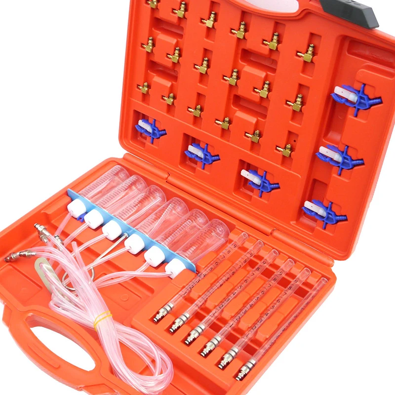 

Common Rail Tool Kit Injector Fuel Return Flow Measure Tools 6 Cylinder Diesel Injector Flow Test Meter Adaptor Set For BOSCH-01
