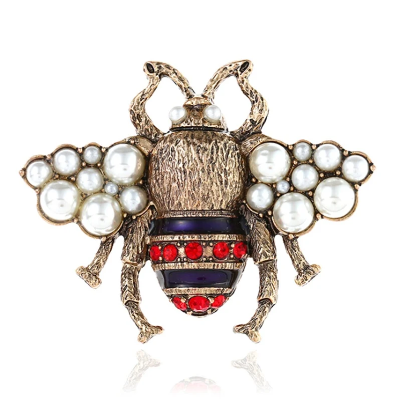 

Korea Handmade Cute Alloy Imitation Pearl Bee Badge Brooches Pins Fashion Jewelry For Girl Woman Accessories