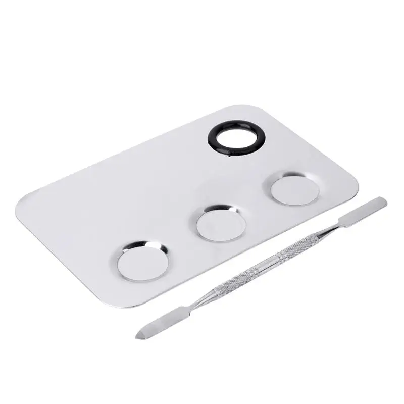 

Pro Cosmetic Colour Palette Stainless Steel Heart Shape Black Circle Palette with Plate Knife Makeup Kit Tool Makeup Accessories