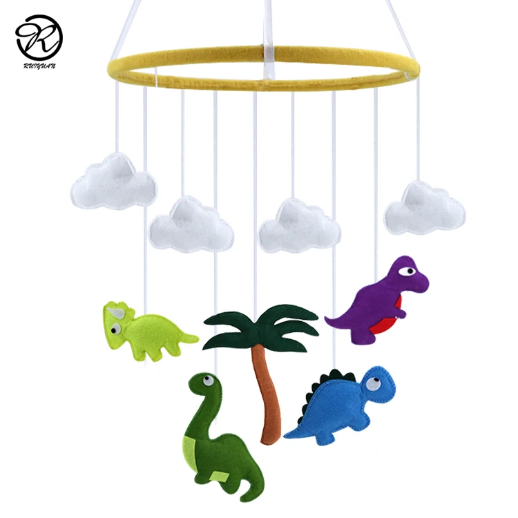Handmade Felted Dinosaurs Mobile Dinosaur Felt Baby Crib Mobile